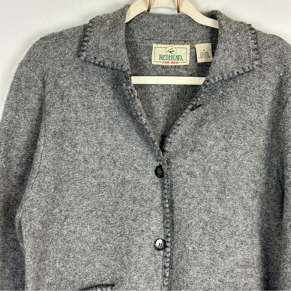 Vintage RedHead Grey Wool Collared Cardigan Sweater S - Picture 2 of 8